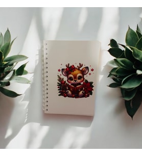 Yeni Yıl Temalı Geyikli Spiralli Çizgili Defter