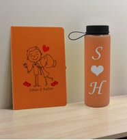 BK Gift Sevgiliye Özel İsimli Turuncu Defter ve Somon Cam Matara Hediye Seti-9, Sevgiliye Hediye, Sevgililer Günü, Yeni İş Hediyesi