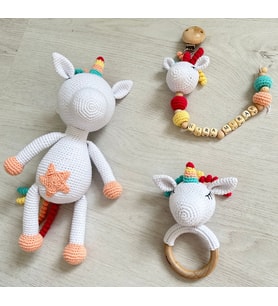 Amigurumi Unicorn Uyku Arkadaşı Üçlü Set
