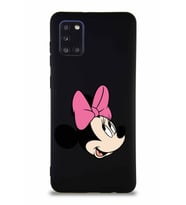 Samsung Galaxy A31 Soft Premier Kapak Minnie Mouse-A Tasarımlı Silikon Kılıf - Siyah (Şeffaf)