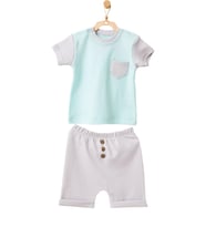Andywawa Erkek Bebek Mint Rengi Cepli Alt Üst Şort Takım AC21772R (Yeşil)