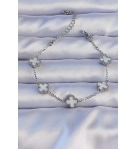 316L Çelik Gümüş Renk Sedefli Baby Boy Yonca Model Bileklik 5886 - SSSSSS8466-9415