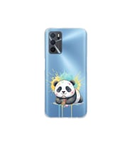 Oppo A16 ile Uyumlu Splash Panda Tasarımlı Şeffaf Silikon Kılıf