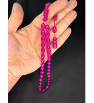 ATEŞ KEHRİBAR TESBİH ZAR BENZETME KAPSÜL KESİM MOR RENK 12MMX8MM T-803 (Çok Renkli)