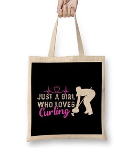 Girl Who Loves Curling Player Coach Team Curling Stones Bez Çanta Uzun Saplı