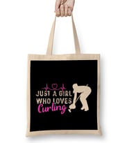 Girl Who Loves Curling Player Coach Team Curling Stones Bez Çanta Uzun Saplı