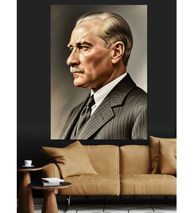 Mustafa Kemal Atatürk Portresi Dekoratif Kanvas - Mdf Ahşap Tablo
