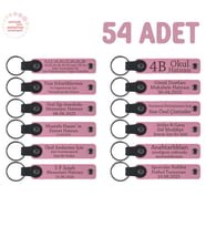 Pembe, Anneler Günü İçin Kişiselleştirilmiş Anı Anahtarlık 54’lü Set, Özel Etkinlikler İçin