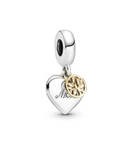 Nur Silver Gold Detay Hayat Ağacı Family Kalp Gümüş Charm NUR-BL00141