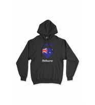 Melbourne Avusturalya Bayraklı Kalpli Siyah Sweatshirt Hoodie