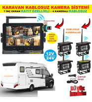 KARAVAN KAMERA SİSTEMİ (7 Inç Kayıt Yapabilen Ekran + 4 adet Kablosuz Kamera Hepsi Bir Arada)