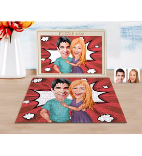 BK Gift Kişiye Özel Sevgililer Karikatürlü 1000 Parça Profesyonel Puzzle-80