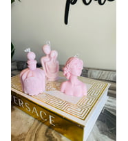 Dekoratif Kokulu Üçlü Mum Seti/ Decorative Scented Handmade Candle Sets (Pembe)