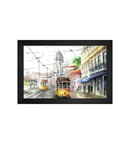 Manzara Temalı Kanvas Tablo 80 x 110 cm Siyah Çerçeve