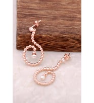 Rose Gümüş İnci Taşlı Tasarım Küpe 4176