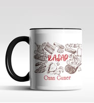 Kişiye Özel Kasap Tasarımlı Siyah Kupa (Siyah - Beyaz)