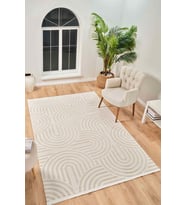Vola 2901 Yumuşak Dokulu Modern Salon Mutfak Koridor Halısı Krem Tozumaz Makine Halısı