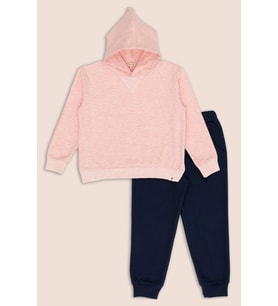 2'li Pembe Lacivert Kapişonlu Jogger Alt Üst Takım