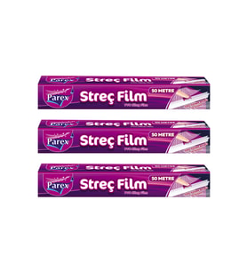 Kesme Bıçaklı 50m Streç Film Üçlü Paket