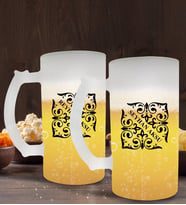 BK Gift Kişiye Özel İsimli 2’li Buzlu Cam Bira Bardağı 50cl-10 (Beyaz)