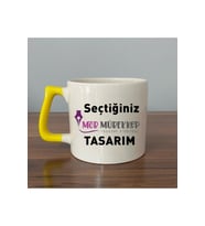 Seçtiğin mor mürekkep tasarım & İsim Sarı Kulplu D Kupa