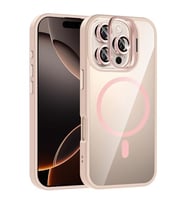 Coverzone iPhone 16 Pro ile Uyumlu Z-Etro MagSafe Wireless ?arj Destekli, G��l� Manyetik Tutucu, Stand Olabilen, Kamera Lens Hediyeli Koruyucu K?l?f Pembe