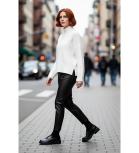 Kadın Gri Oversize Dik Yaka Akrilik Selanik Dokuma Uzun Kollu Basic Triko Kazak Kaliteli Şık