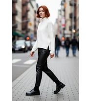 Kadın Gri Oversize Dik Yaka Akrilik Selanik Dokuma Uzun Kollu Basic Triko Kazak Kaliteli Şık