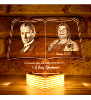 Kişiye Özel Atatürk Görselli Öğretmenler Günü Hediyesi 3D Lamba (Beyaz)