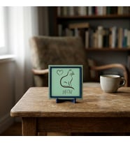 Sevgi Dolu Kedi Figürlü Özel Tasarım Dekoratif Obje, Yaşam Alanınız İçin Anlamlı ve Modern 10x10 cm