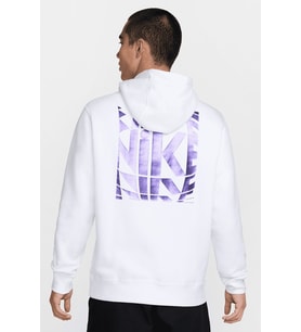 Nike Club Pull Over Big Logo Graphic Hoodie Erkek Kapüşonlu Parlak Logolu Sweatshirt Beyaz