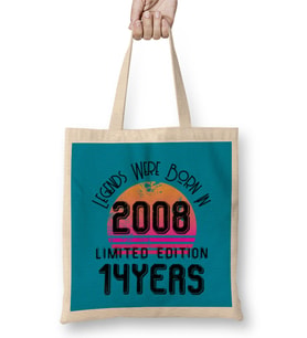 2008 birthday Gift - Made, Born in 2008 Gift - 14 Year Old Birthday Gift Vintage Style Bez Çanta Uzun Saplı