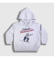 Presmono Unisex Çocuk Beyaz Extreme Snowboarder Hediye Kayak Kapüşonlu Sweatshirt 508548tt