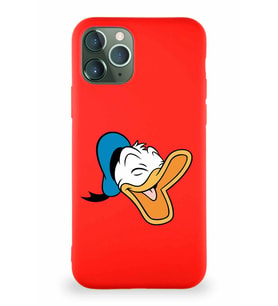 Apple iPhone 11 Pro Soft Premier Kapak Donald Duck-E Tasarımlı Silikon Kılıf - Kırmızı (Şeffaf)