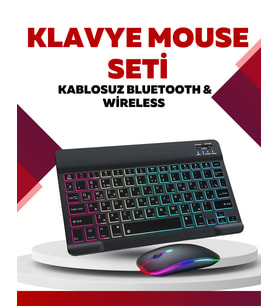 Bluetooth 5.3 Destekli Şarjlı Taşınabilir Klavye + Mouse Kombinasyonu - Lisinya