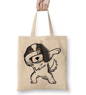Dabbing Tricolor Cavalier King Charles Spaniel Bez Çanta Uzun Saplı