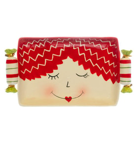 1 Adet 20x11cm Seramik Mini Tepsi Kase Şeker Dekorlu