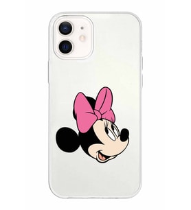 Apple iPhone 12 Mini Uyumlu Kapak Minnie Mouse Tasarımlı Şeffaf Silikon Kılıf