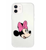 Apple iPhone 12 Mini Uyumlu Kapak Minnie Mouse Tasarımlı Şeffaf Silikon Kılıf