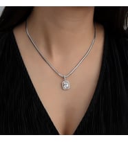 925 Ayar Gümüş Pırlanta Modeli İtalyan Zincir Dörtgen Kolye, Kadın Kolye, İTLDRTGNKLYE001 (Beyaz)