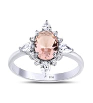 1.40 Karat Laboratuvar Pırlanta Morganite Yüzük - HRD Sertifikalı