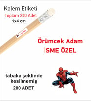 Öğrenci Etiketi İsimli Örümcek Adam Okul Kalem Etiketi Kalem Sticker 4*1 cm 290 Adet