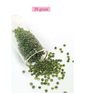 Dökme Cam Kum Boncuk (8/0) 3 mm - 20 Gram - Şeffaf Alacalı Yeşil - BNC171
