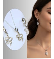 Gümüş Yılan Tasarım Kolye Küpe Kadın Set Yılbaşı Yeni Yıl Hediye 2