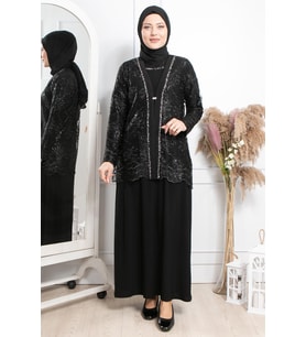 Taş İşleme Detay Abiye Siyah MDA2314