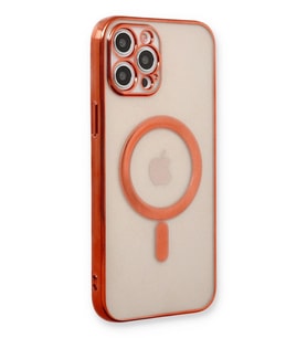 Pilelistore   iPhone 12 Pro Kılıf Magneticsafe Lazer Silikon - Kırmızı