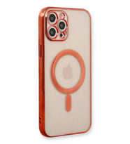 Pilelistore   iPhone 12 Pro Kılıf Magneticsafe Lazer Silikon - Kırmızı