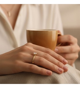 XUPİNG JEWELRY TEK TAŞ YÜZÜK (Sarı)