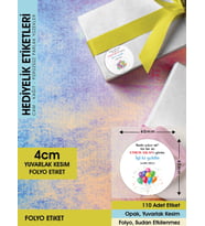 Balonlu Konsept, Hediyelik Etiket 4cm - 110 Adet Folyo Sticker