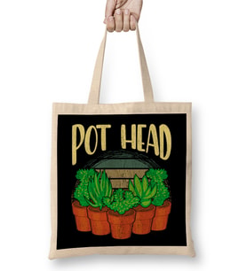 Funny Pot Head Gardening & Plant Obsessed Pun Bez Çanta Uzun Saplı
